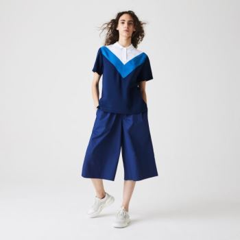 Lacoste Lacoste Straight fit Colourblock Flowy And Lightweight Polo Dámské - Polo Blankyt / Bílé | C